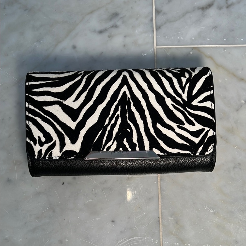 White House Black Market Zebra Pattern Clutch - Black and White